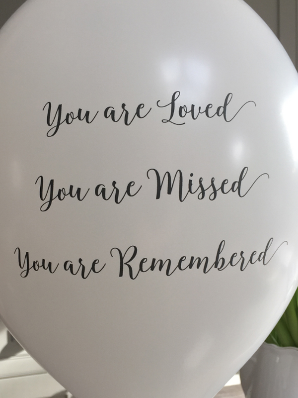 'You are Loved, Missed, Remembered' Funeral Remembrance Balloons