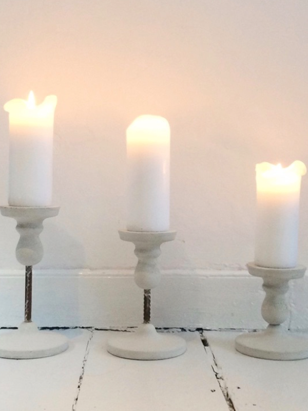 In Memorium Candlesticks in white cement