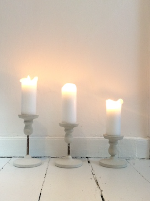 In Memorium Candlesticks in white cement